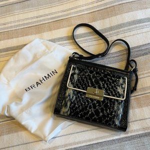 Brahmin Mimosa Crossbody in Black with Silver highlights